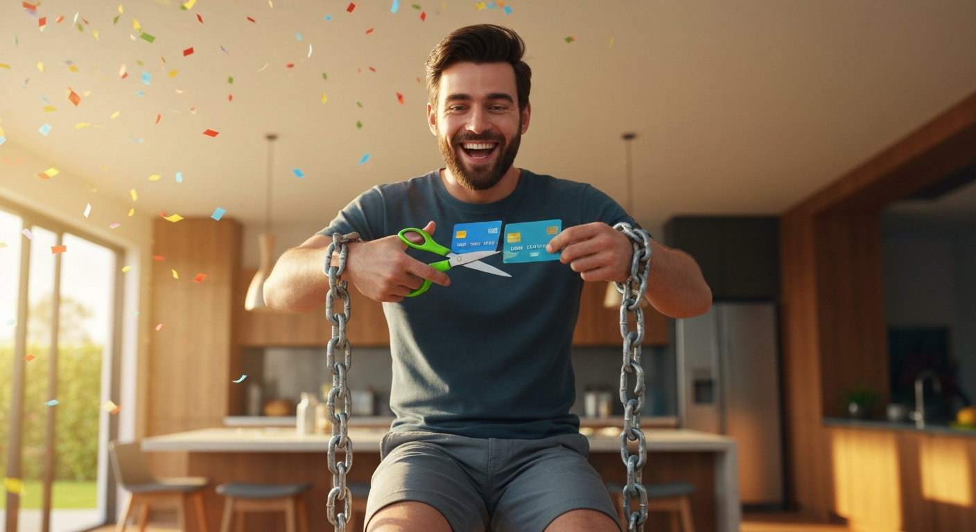 Person celebrating financial freedom