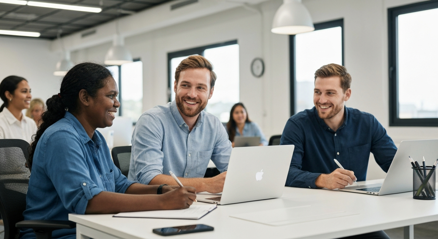 Diverse Australian employees in modern workplace