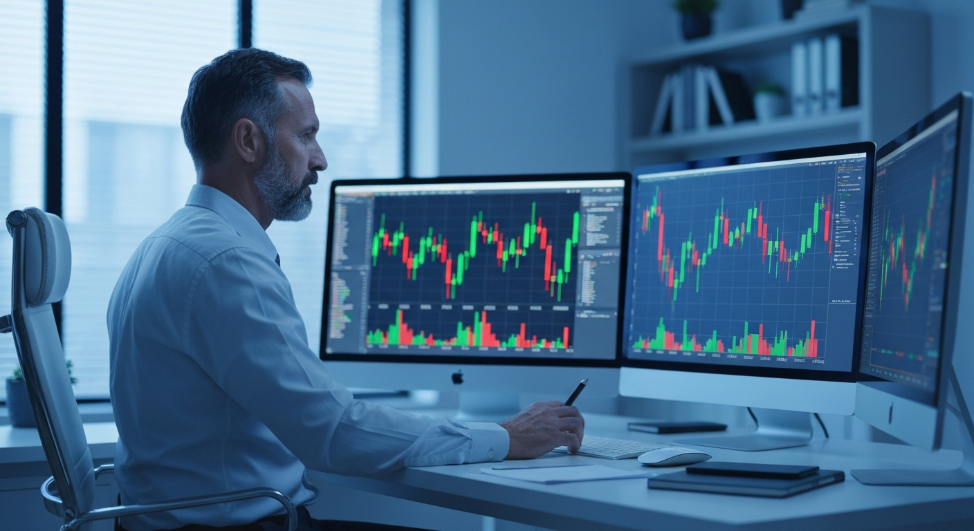 Investor analyzing stock market charts