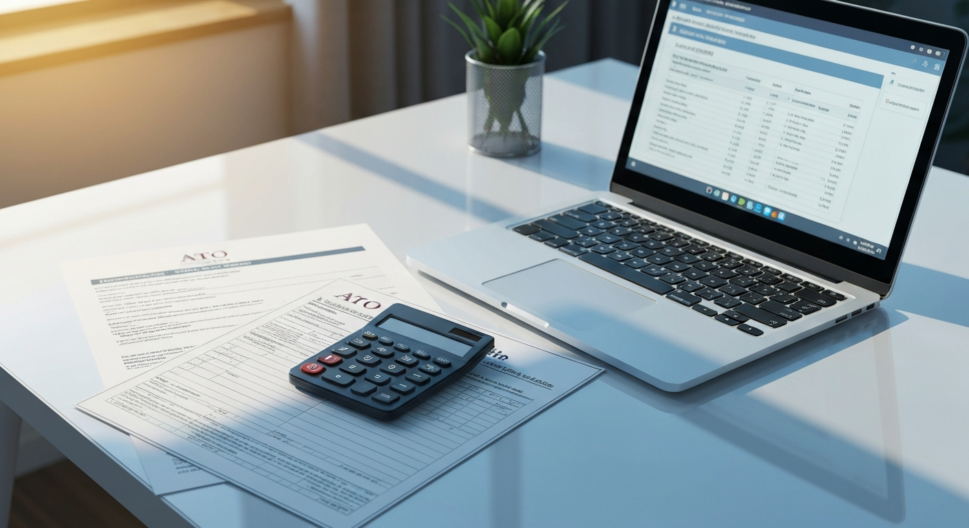 Australian tax return documents and calculator
